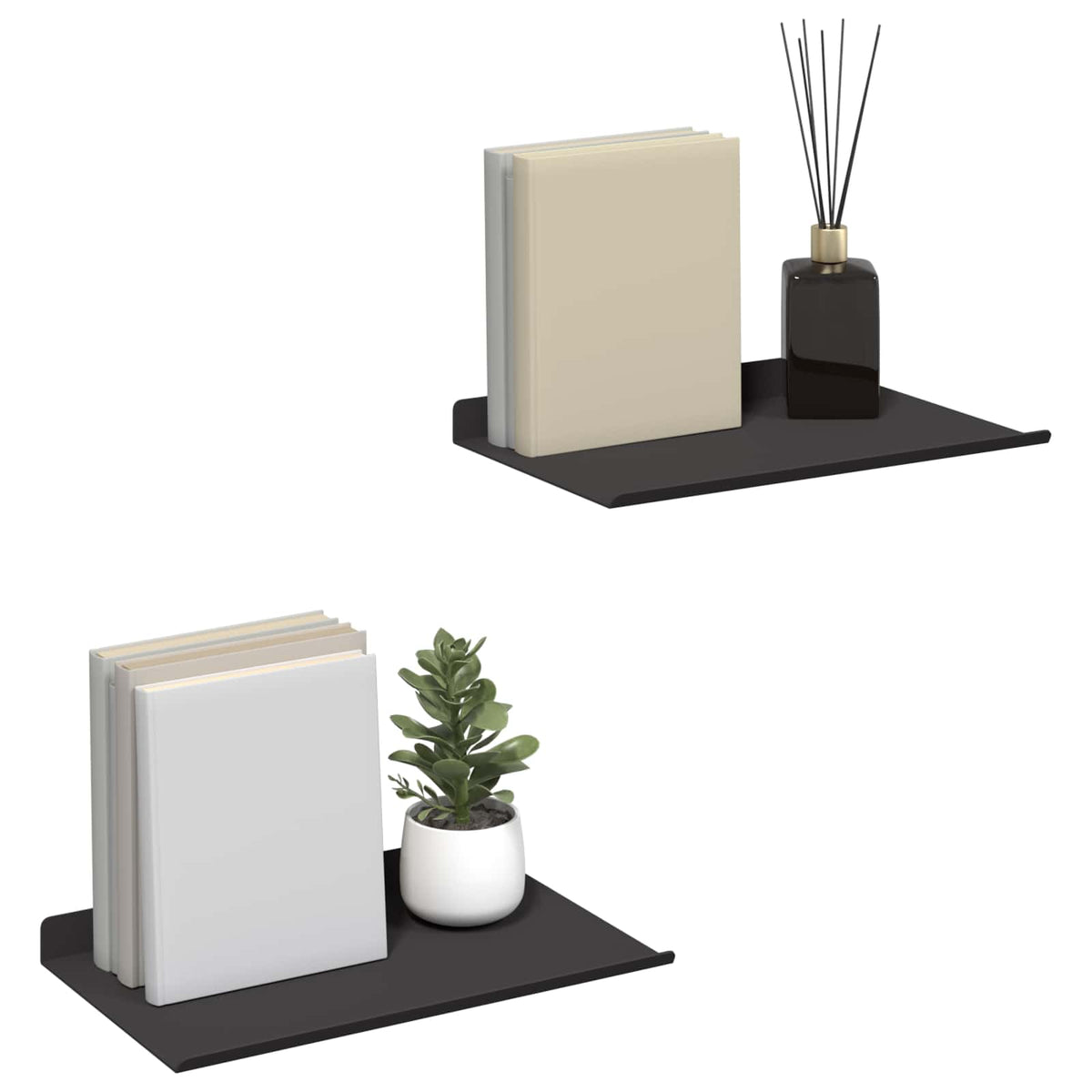 vidaXL Floating Shelf 2 pcs Black 30 x 18 x 2.5 cm Steel
