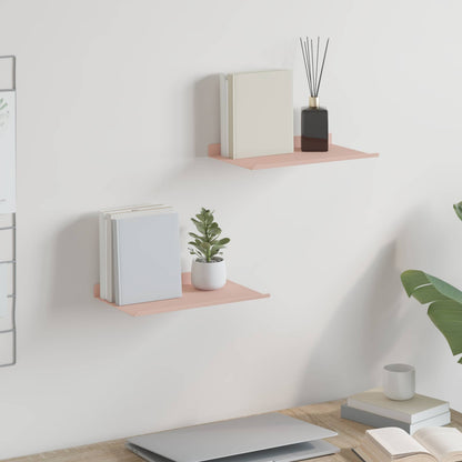 vidaXL Floating Shelf Wall-mounted 2 pcs Pink 30 x 18 x 2.5 cm Steel