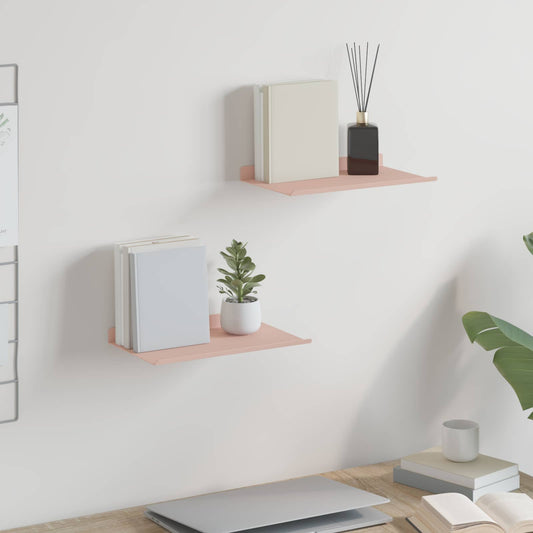 vidaXL Floating Shelf Wall-mounted 2 pcs Pink 30 x 18 x 2.5 cm Steel