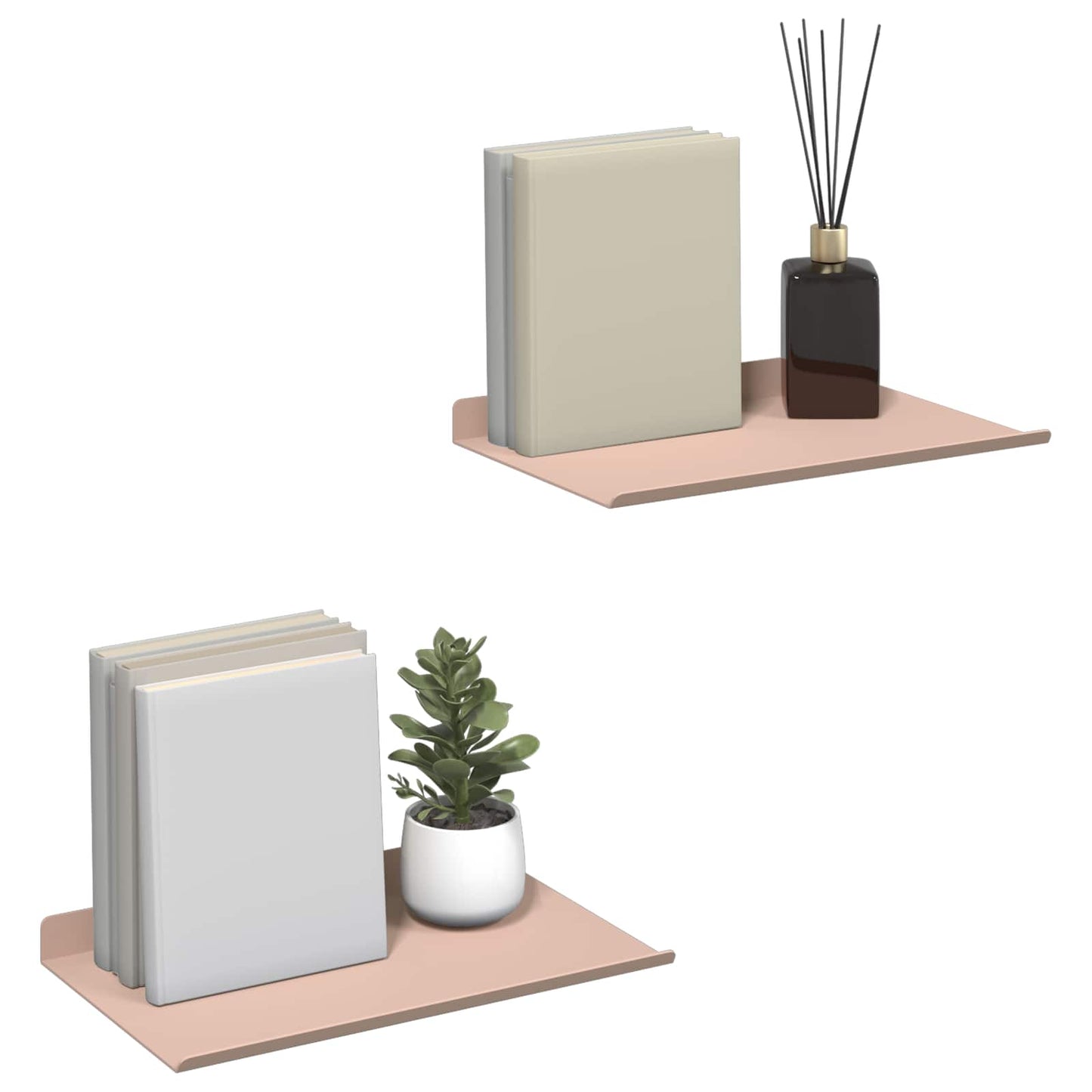 vidaXL Floating Shelf Wall-mounted 2 pcs Pink 30 x 18 x 2.5 cm Steel