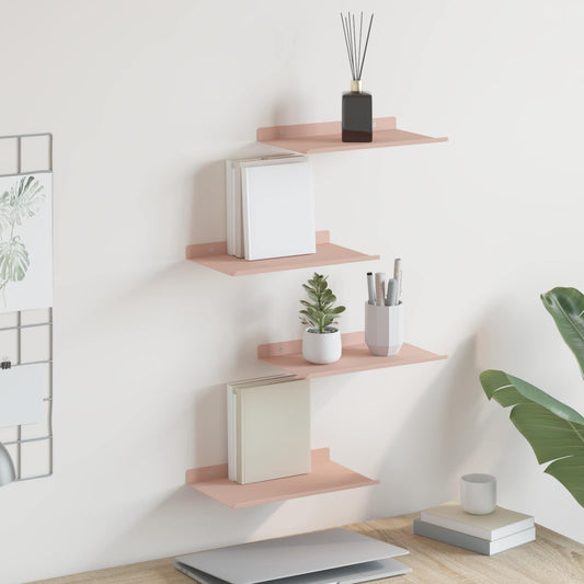 vidaXL Floating Shelf Wall-mounted 4 pcs Pink 30 x 18 x 2.5 cm Steel