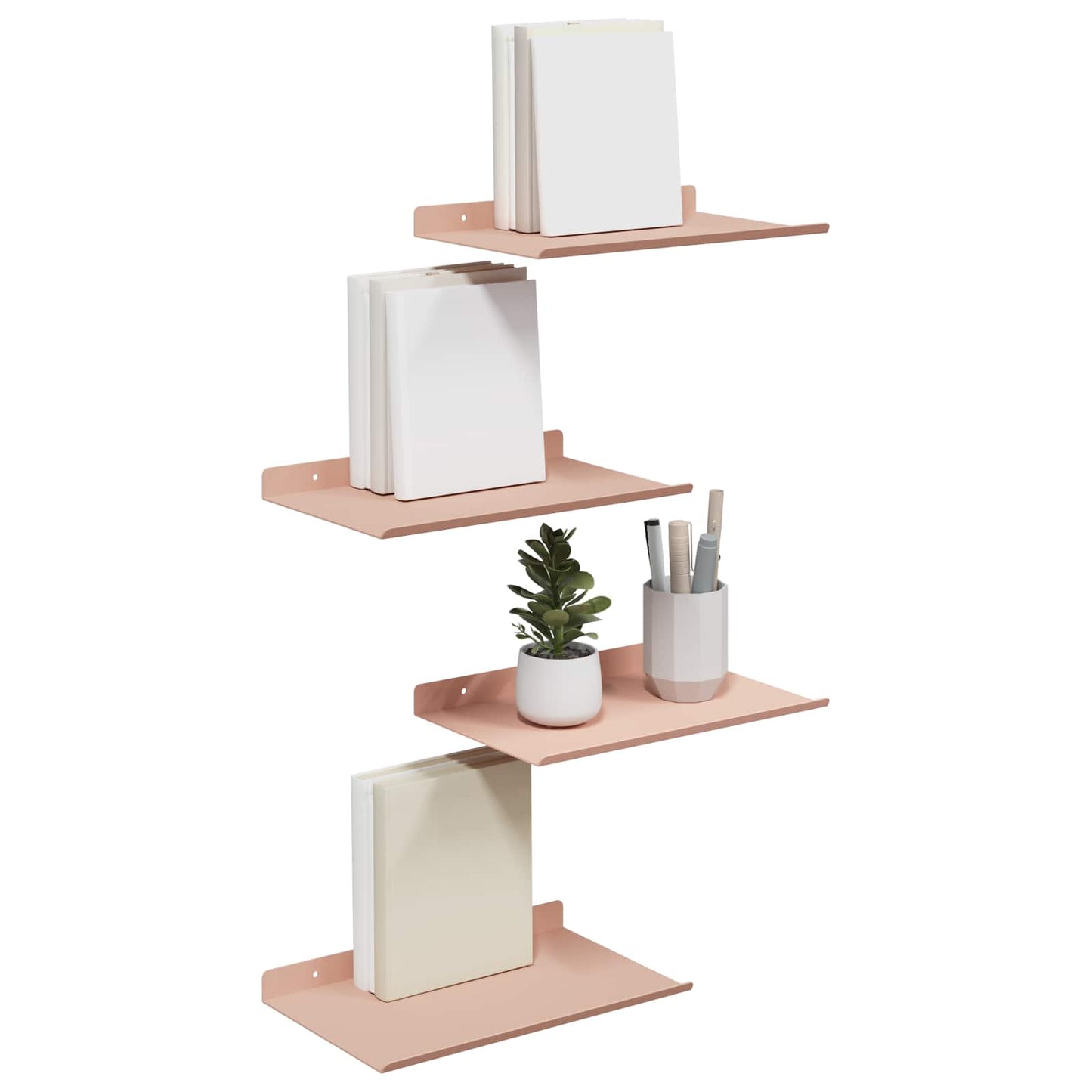 vidaXL Floating Shelf Wall-mounted 4 pcs Pink 30 x 18 x 2.5 cm Steel