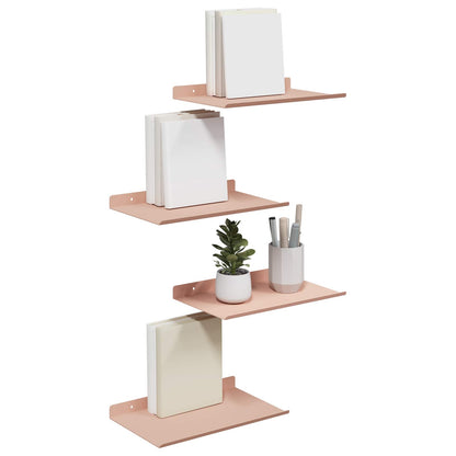 vidaXL Floating Shelf Wall-mounted 4 pcs Pink 30 x 18 x 2.5 cm Steel
