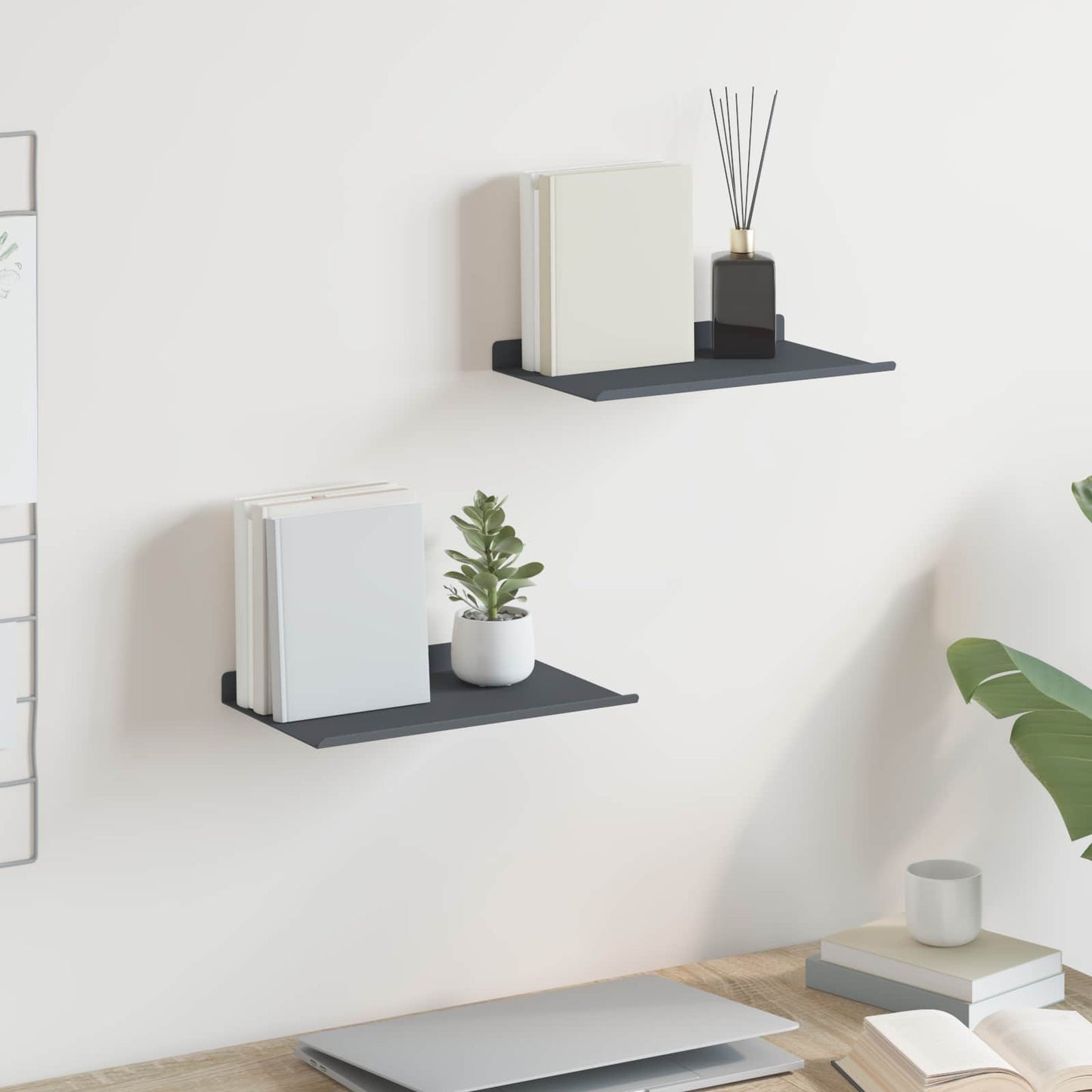 vidaXL Floating Shelf 2 pcs Anthracite 30 x 18 x 2.5 cm Steel