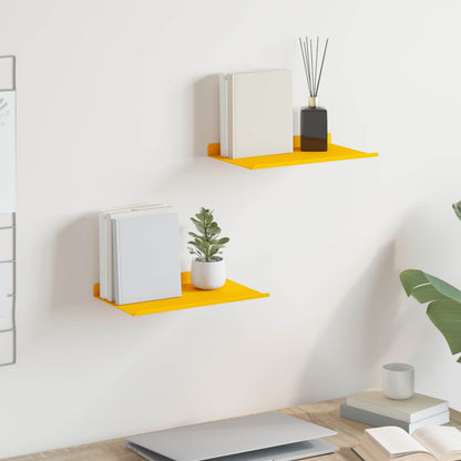 vidaXL Floating Shelf 2 pcs Mustard Yellow 30 x 18 x 2.5 cm Steel