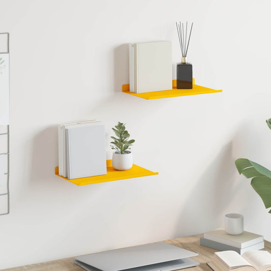 vidaXL Floating Shelf 2 pcs Mustard Yellow 30 x 18 x 2.5 cm Steel