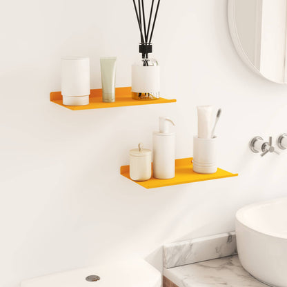 vidaXL Floating Shelf 2 pcs Mustard Yellow 30 x 18 x 2.5 cm Steel