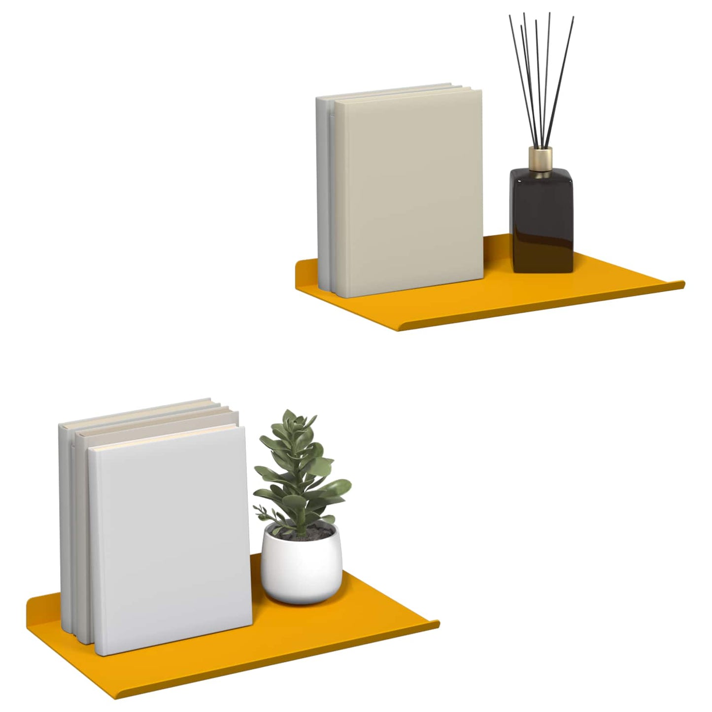 vidaXL Floating Shelf 2 pcs Mustard Yellow 30 x 18 x 2.5 cm Steel