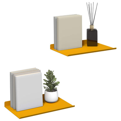 vidaXL Floating Shelf 2 pcs Mustard Yellow 30 x 18 x 2.5 cm Steel