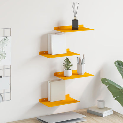 vidaXL Floating Shelf 4 pcs Mustard Yellow 30 x 18 x 2.5 cm Steel