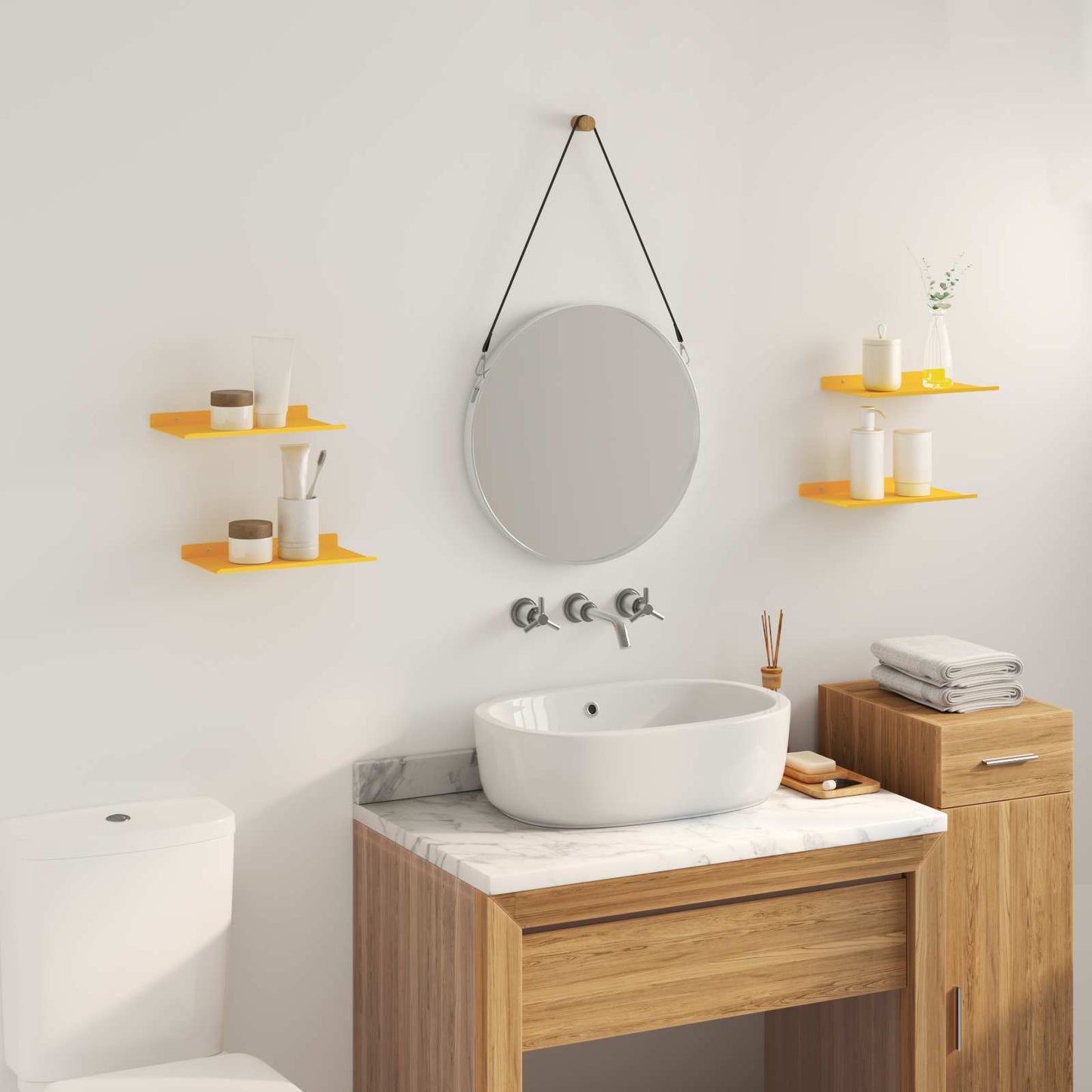 vidaXL Floating Shelf 4 pcs Mustard Yellow 30 x 18 x 2.5 cm Steel