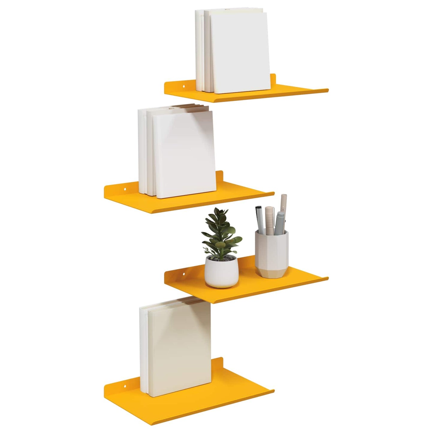 vidaXL Floating Shelf 4 pcs Mustard Yellow 30 x 18 x 2.5 cm Steel