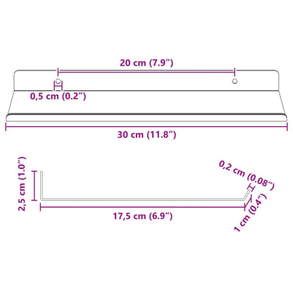 vidaXL Floating Shelf 4 pcs Olive Green 30 x 18 x 2.5 cm Steel