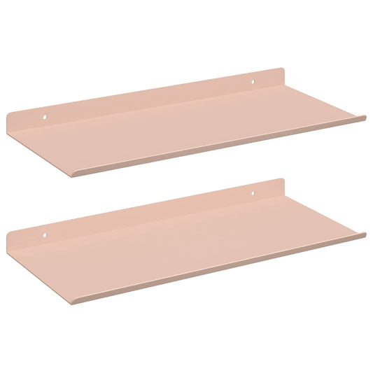 vidaXL Floating Shelf Wall-mounted 2 pcs Pink 40 x 18 x 2.5 cm Steel
