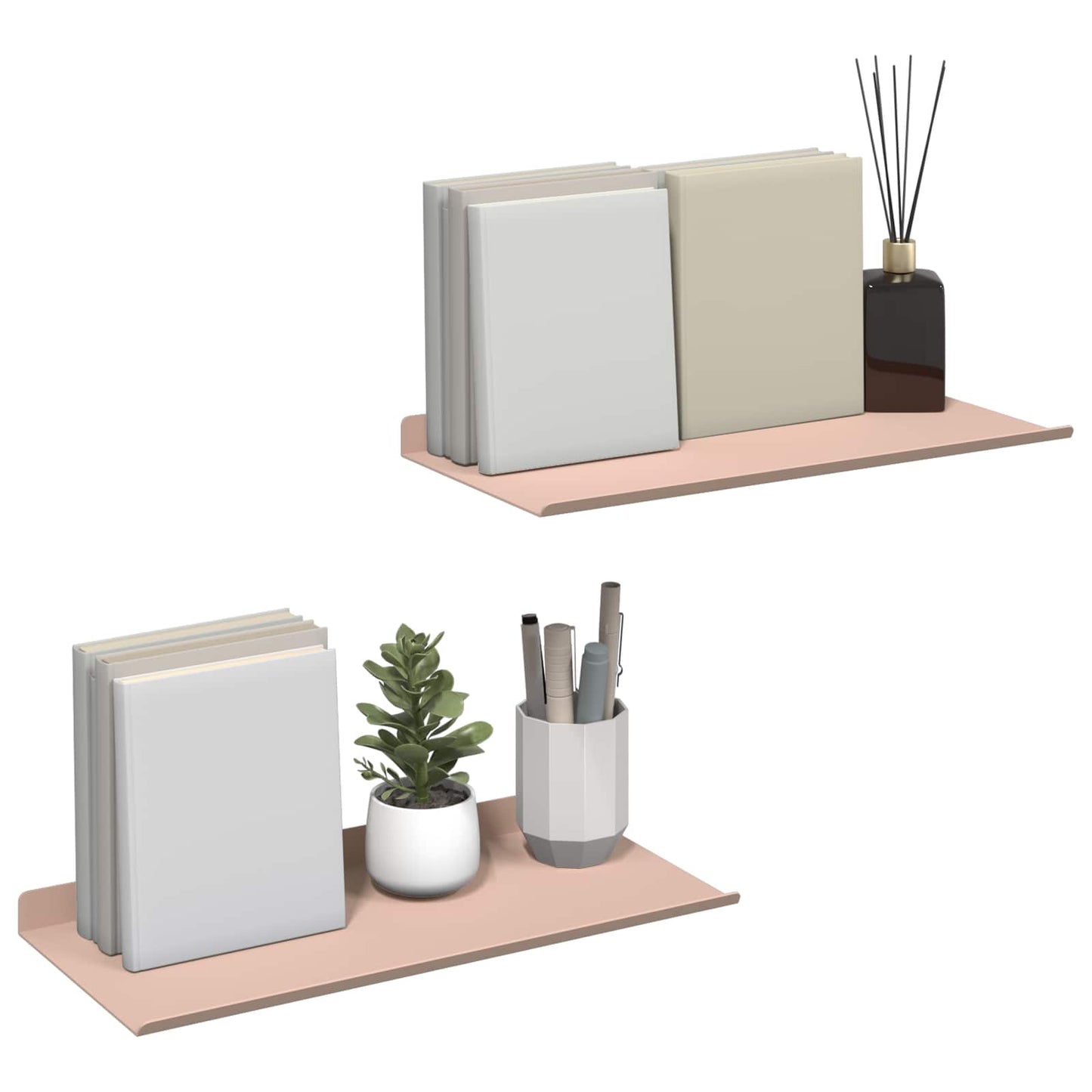 vidaXL Floating Shelf Wall-mounted 2 pcs Pink 40 x 18 x 2.5 cm Steel