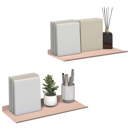 vidaXL Floating Shelf Wall-mounted 2 pcs Pink 40 x 18 x 2.5 cm Steel