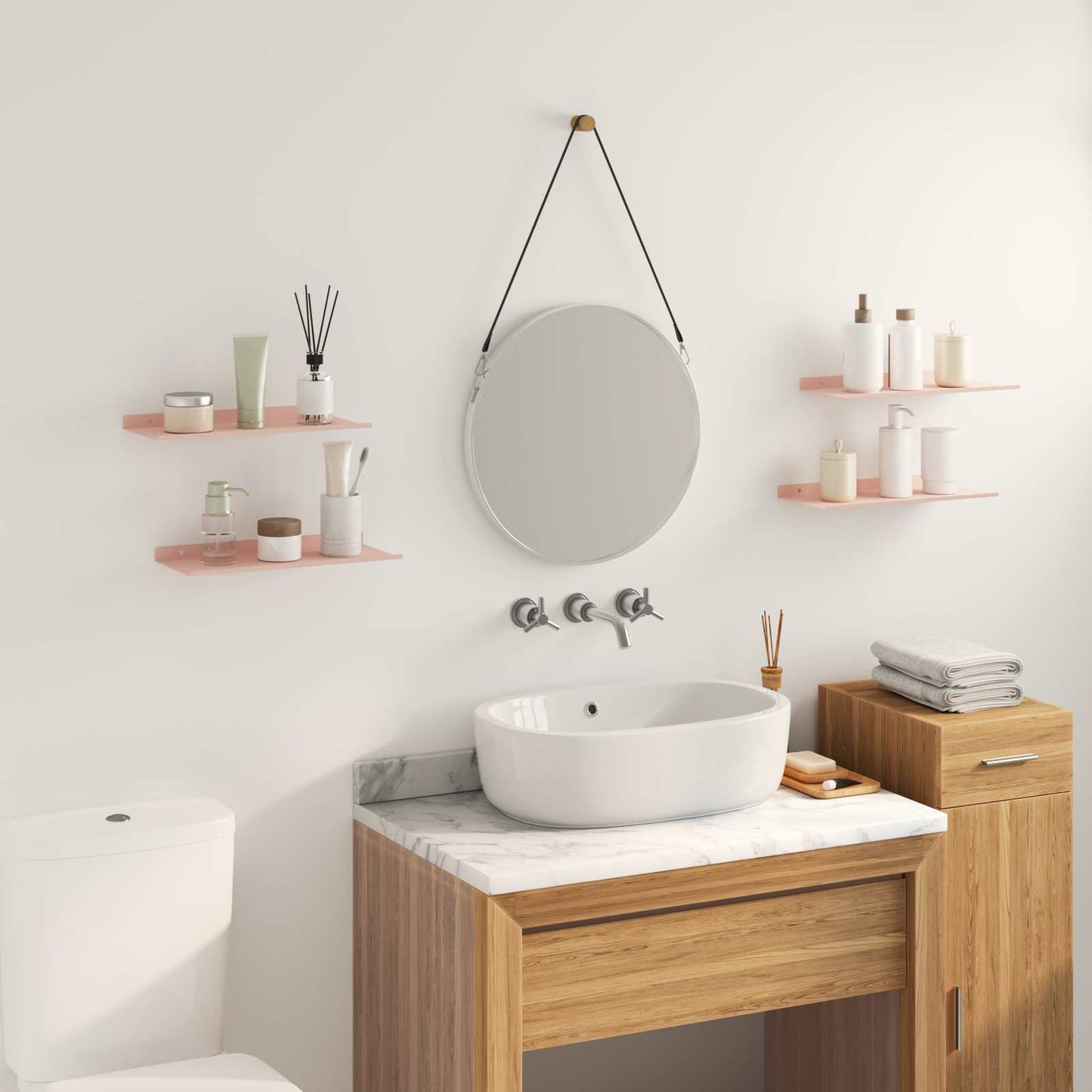 vidaXL Floating Shelf Wall-mounted 4 pcs Pink 40 x 18 x 2.5 cm Steel