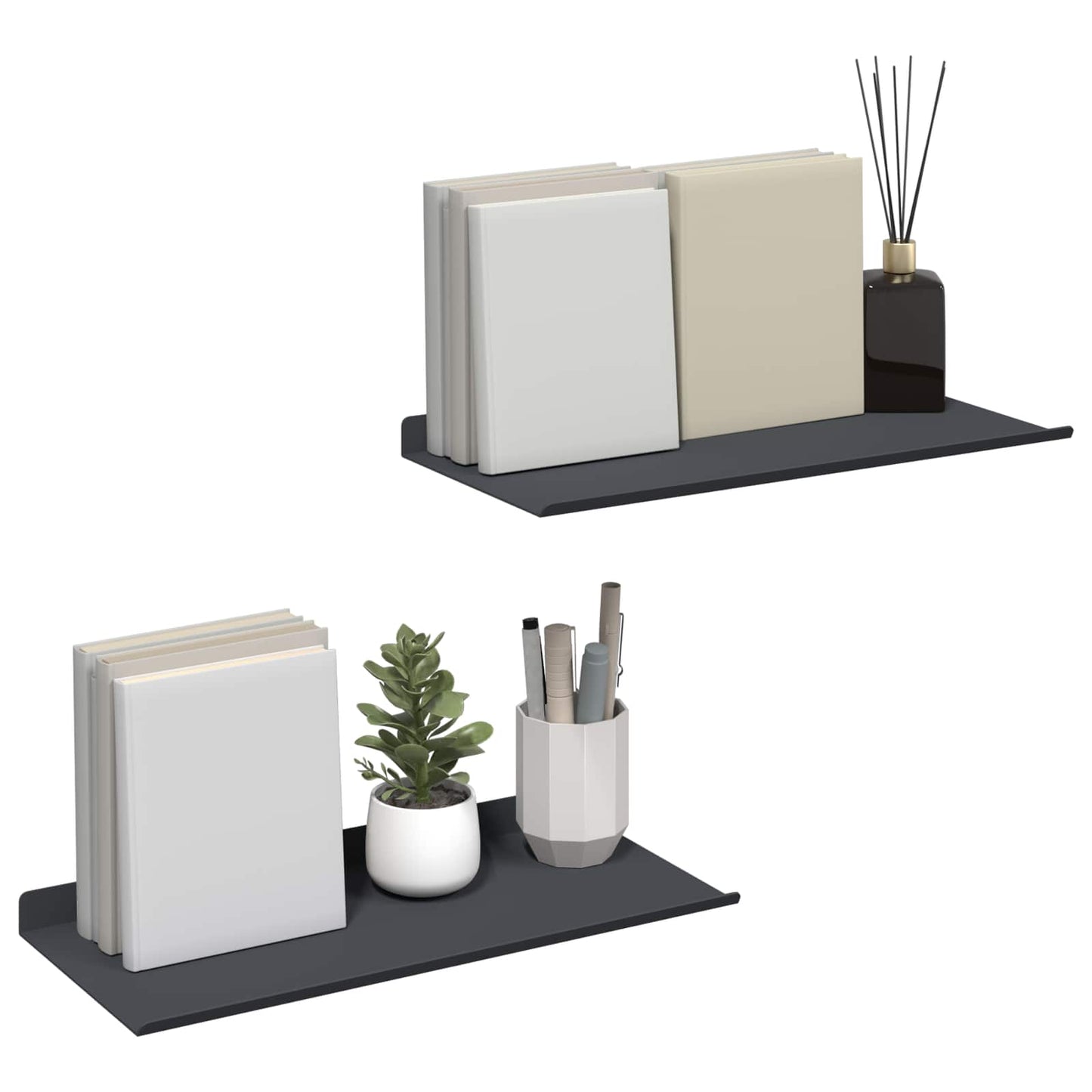 vidaXL Floating Shelf 2 pcs Anthracite 40 x 18 x 2.5 cm Steel