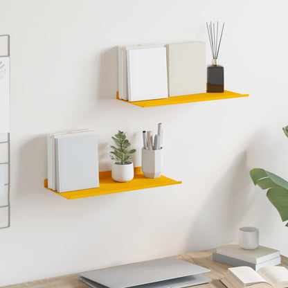 vidaXL Floating Shelf 2 pcs Mustard Yellow 40 x 18 x 2.5 cm Steel