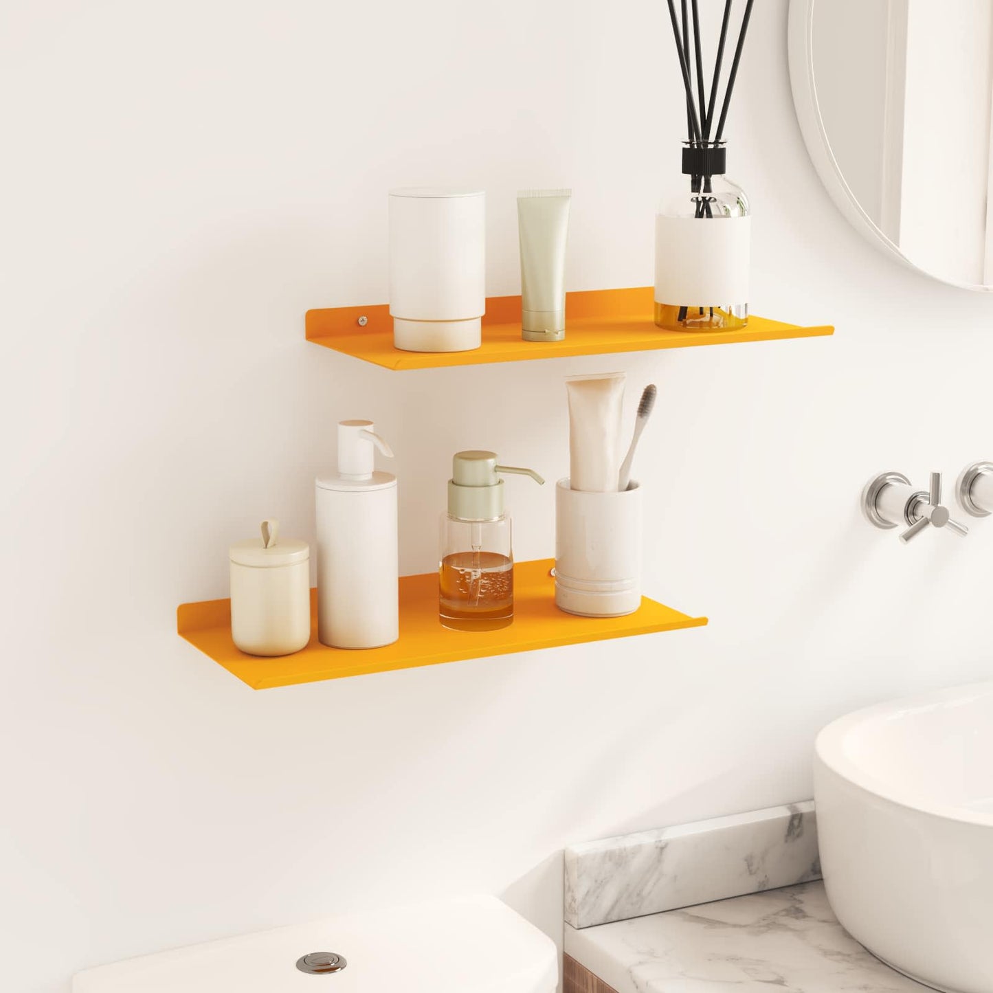 vidaXL Floating Shelf 2 pcs Mustard Yellow 40 x 18 x 2.5 cm Steel