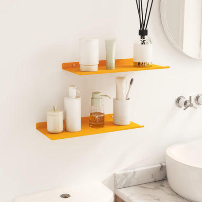 vidaXL Floating Shelf 2 pcs Mustard Yellow 40 x 18 x 2.5 cm Steel