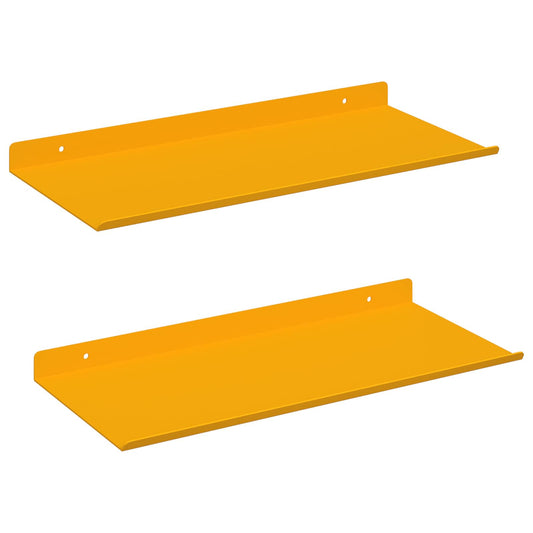 vidaXL Floating Shelf 2 pcs Mustard Yellow 40 x 18 x 2.5 cm Steel