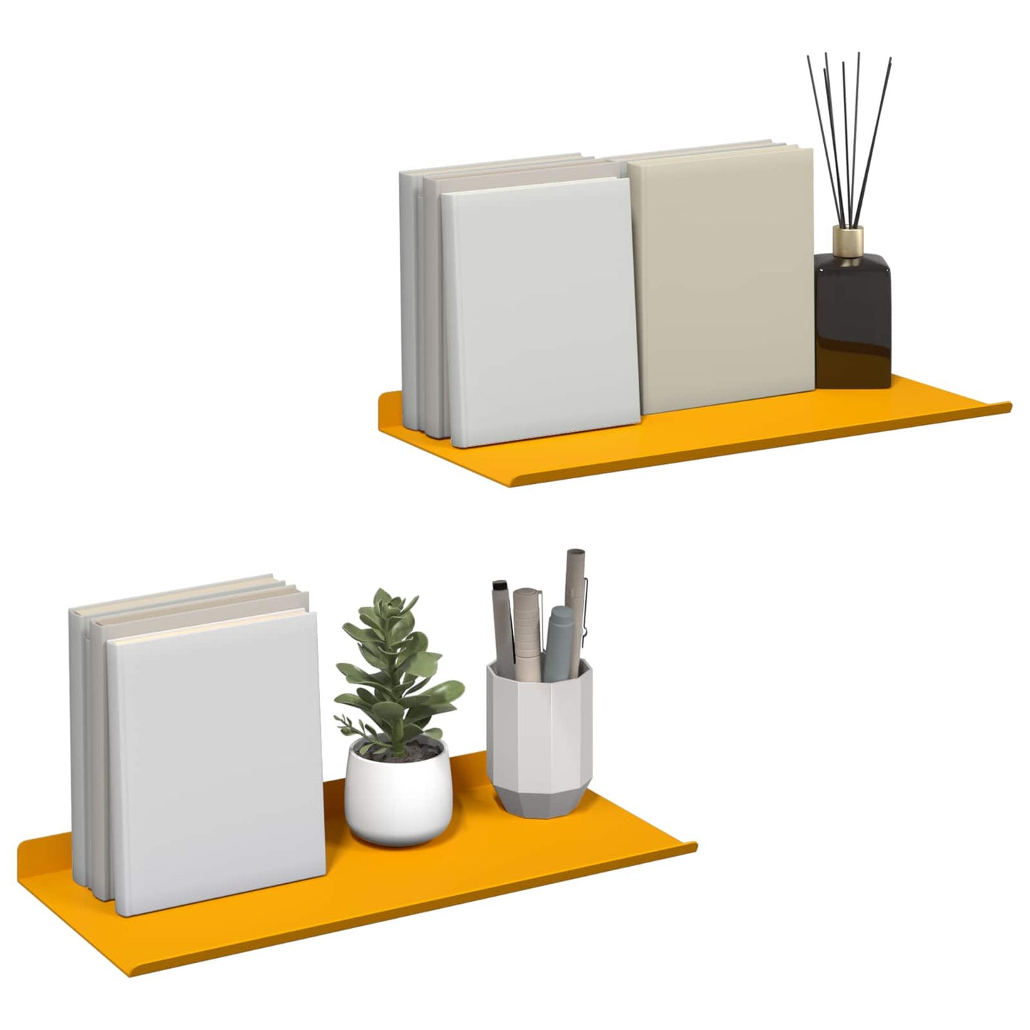 vidaXL Floating Shelf 2 pcs Mustard Yellow 40 x 18 x 2.5 cm Steel