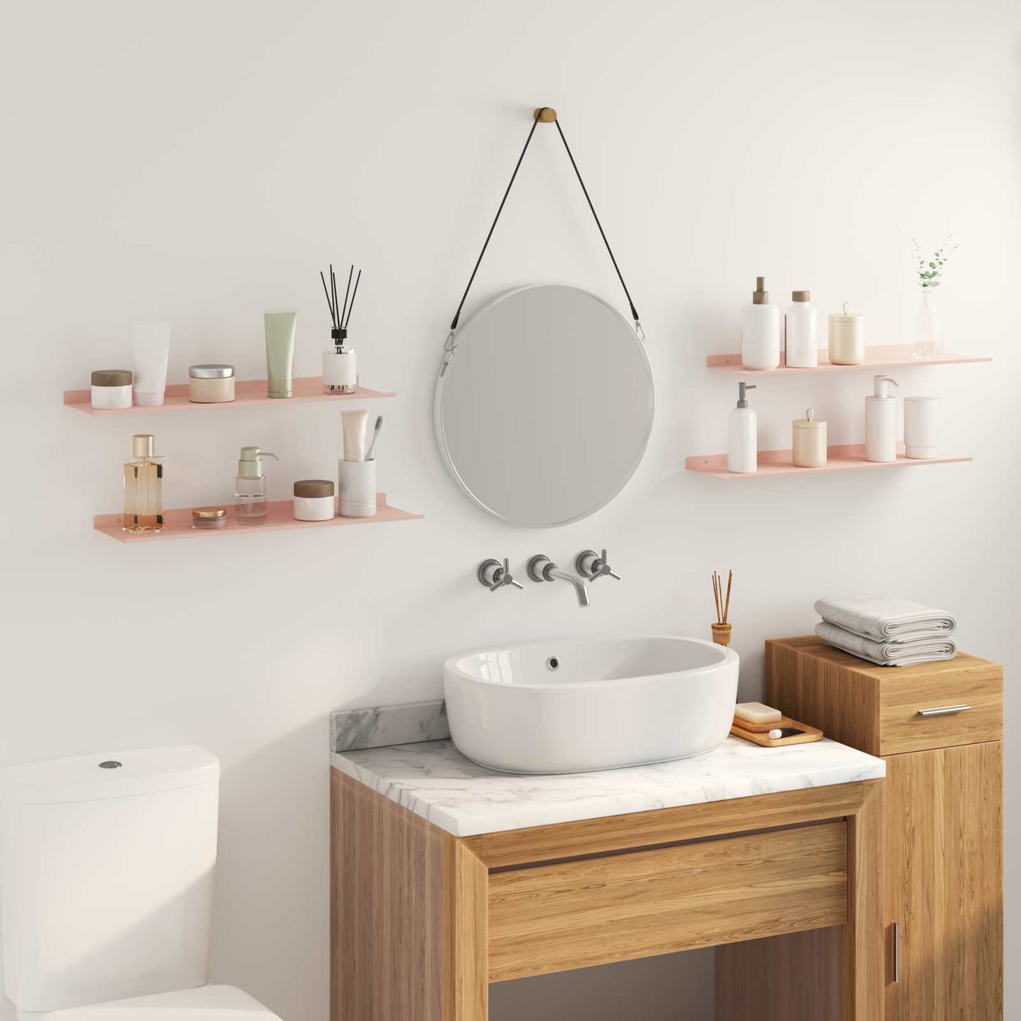 vidaXL Floating Shelf Wall-mounted 4 pcs Pink 60 x 18 x 2.5 cm Steel