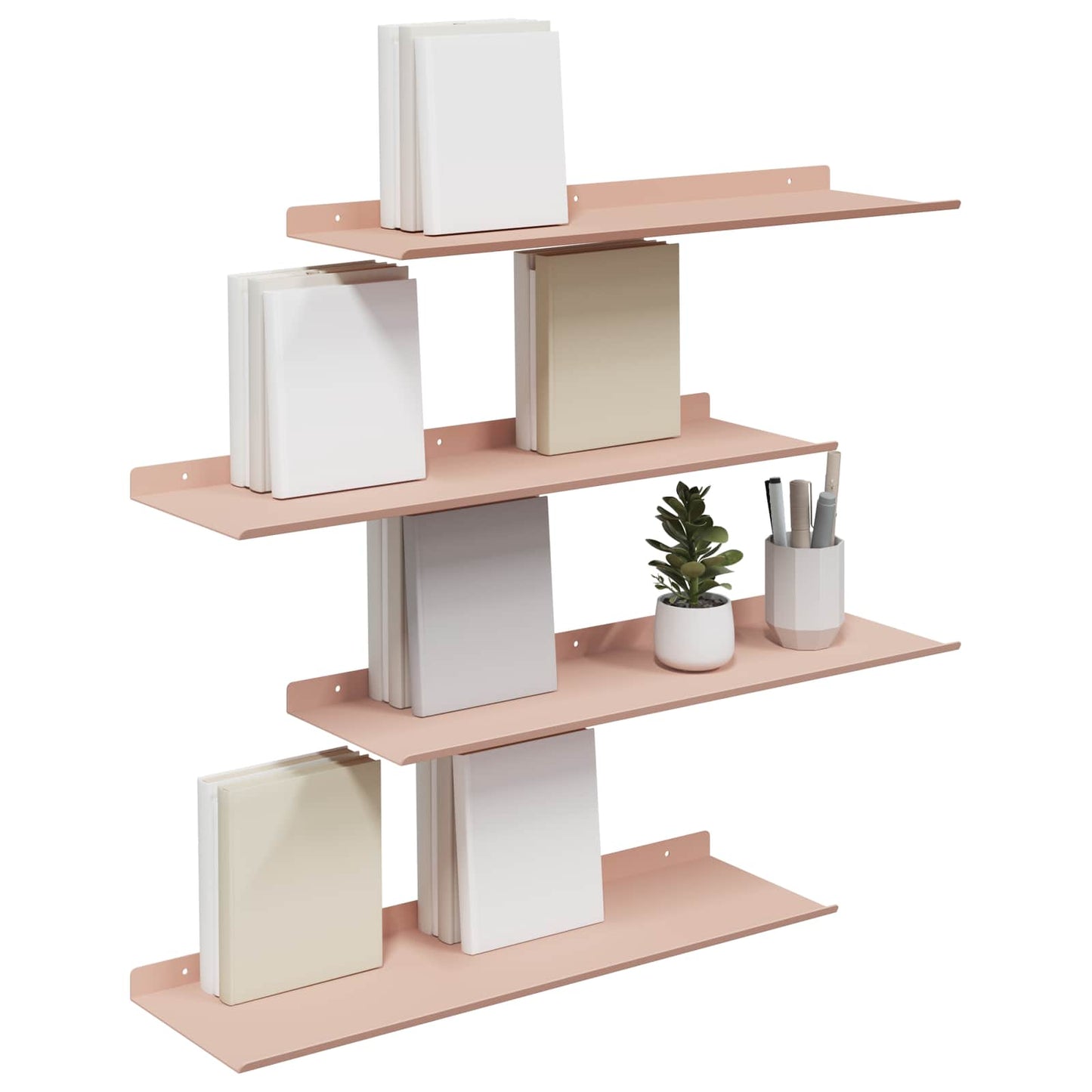vidaXL Floating Shelf Wall-mounted 4 pcs Pink 60 x 18 x 2.5 cm Steel