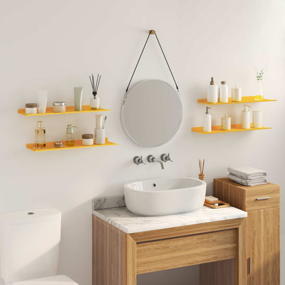 vidaXL Floating Shelf 4 pcs Mustard Yellow 60 x 18 x 2.5 cm Steel