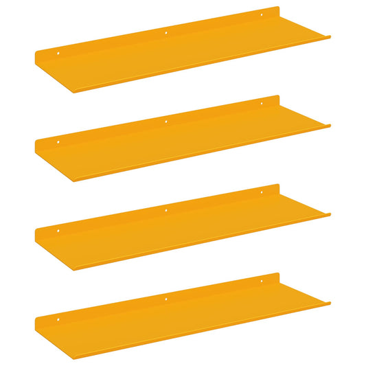 vidaXL Floating Shelf 4 pcs Mustard Yellow 60 x 18 x 2.5 cm Steel