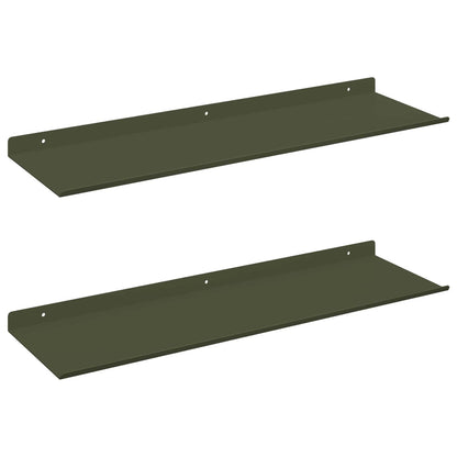 vidaXL Floating Shelf 2 pcs Olive Green 60 x 18 x 2.5 cm Steel