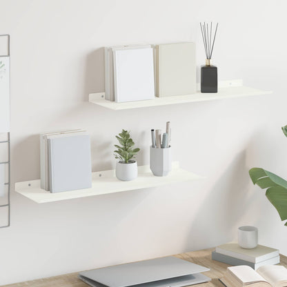 vidaXL Floating Shelf 2 pcs White 60 x 18 x 2.5 cm Steel
