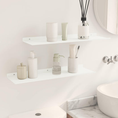 vidaXL Floating Shelf 2 pcs White 60 x 18 x 2.5 cm Steel
