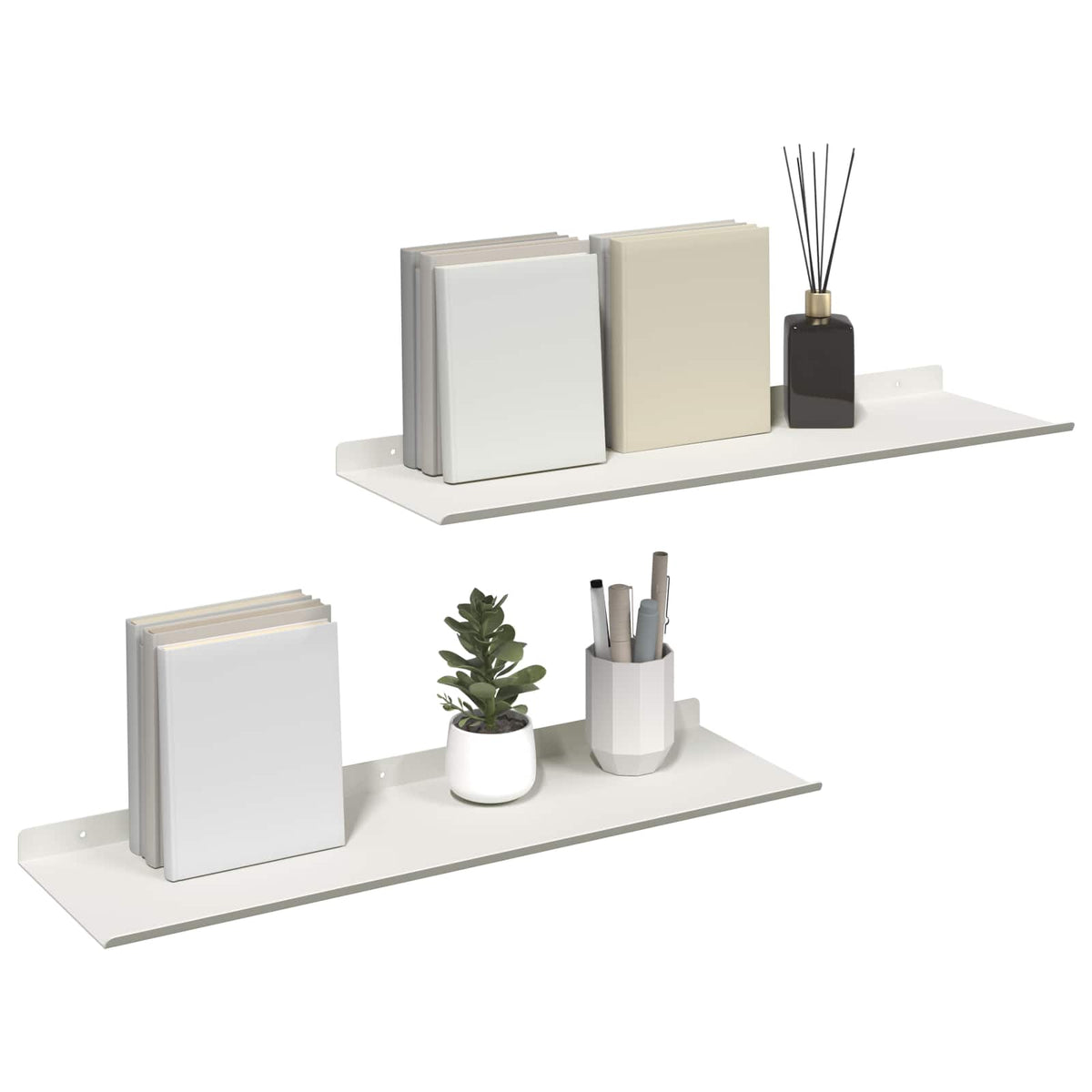 vidaXL Floating Shelf 2 pcs White 60 x 18 x 2.5 cm Steel