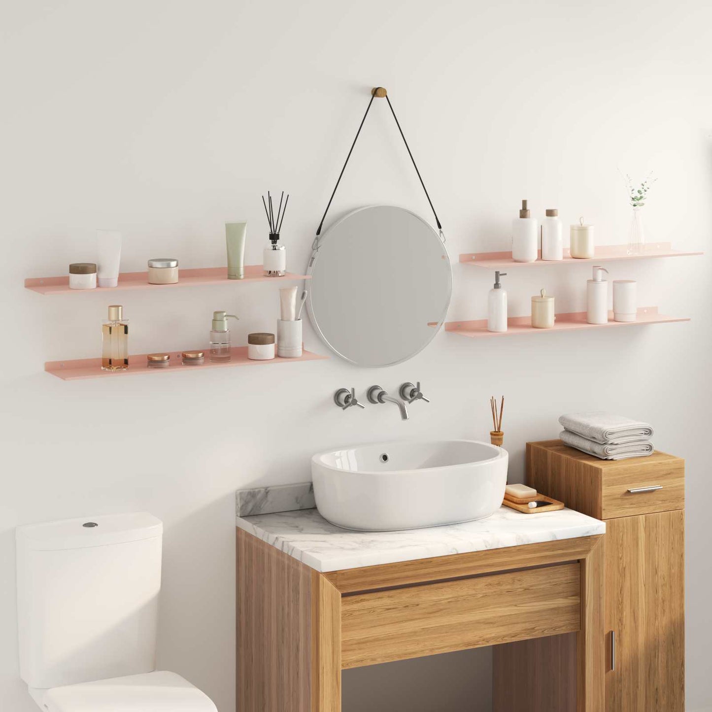 vidaXL Floating Shelf Wall-mounted 4 pcs Pink 80 x 18 x 2.5 cm Steel