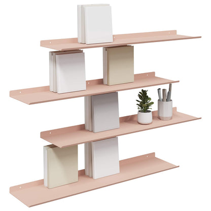 vidaXL Floating Shelf Wall-mounted 4 pcs Pink 80 x 18 x 2.5 cm Steel