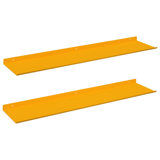 vidaXL Floating Shelf 2 pcs Mustard Yellow 80 x 18 x 2.5 cm Steel