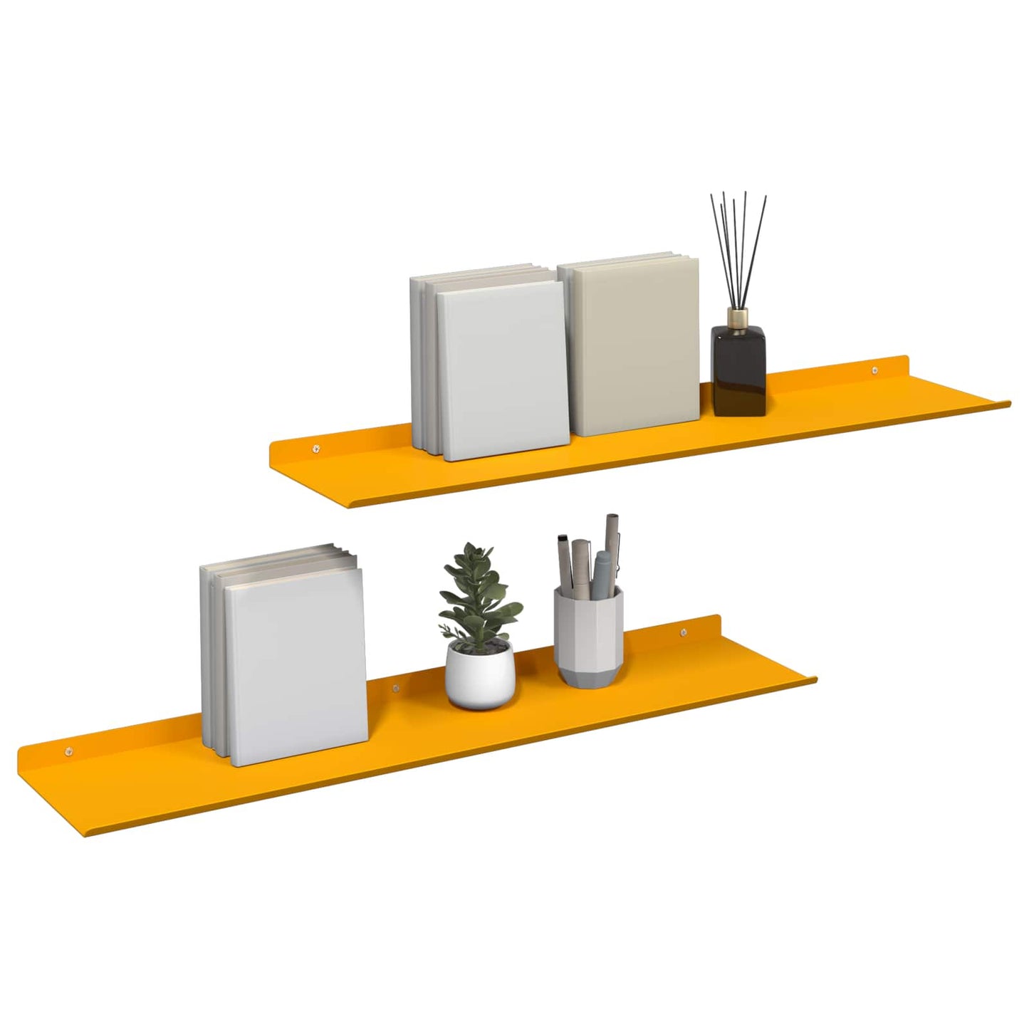 vidaXL Floating Shelf 2 pcs Mustard Yellow 80 x 18 x 2.5 cm Steel