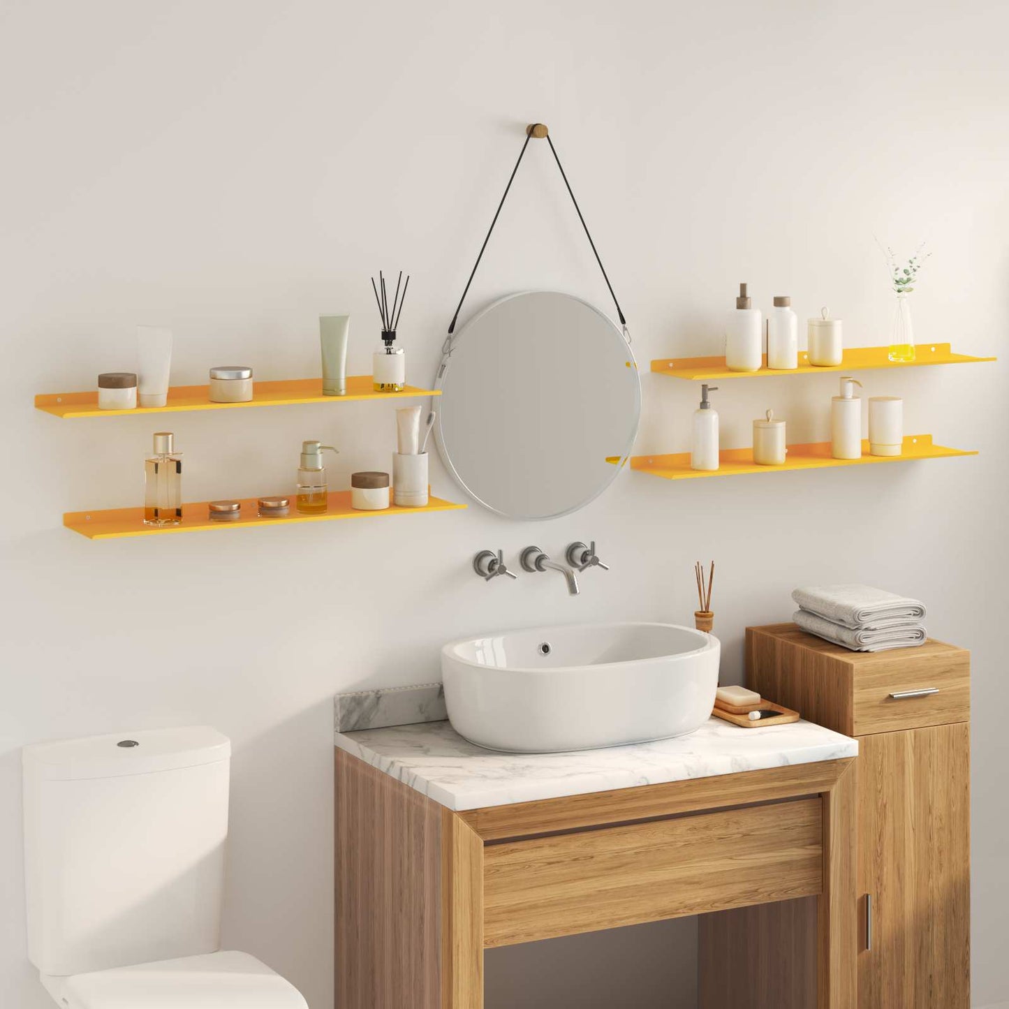 vidaXL Floating Shelf 4 pcs Mustard Yellow 80 x 18 x 2.5 cm Steel