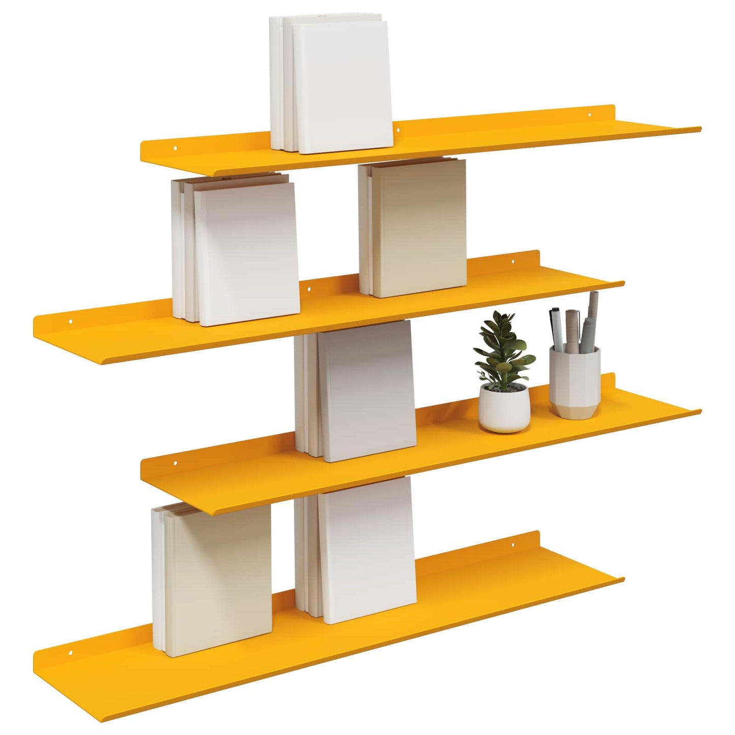 vidaXL Floating Shelf 4 pcs Mustard Yellow 80 x 18 x 2.5 cm Steel