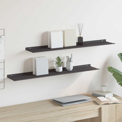 vidaXL Floating Shelf 2 pcs Black 100 x 18 x 2.5 cm Steel
