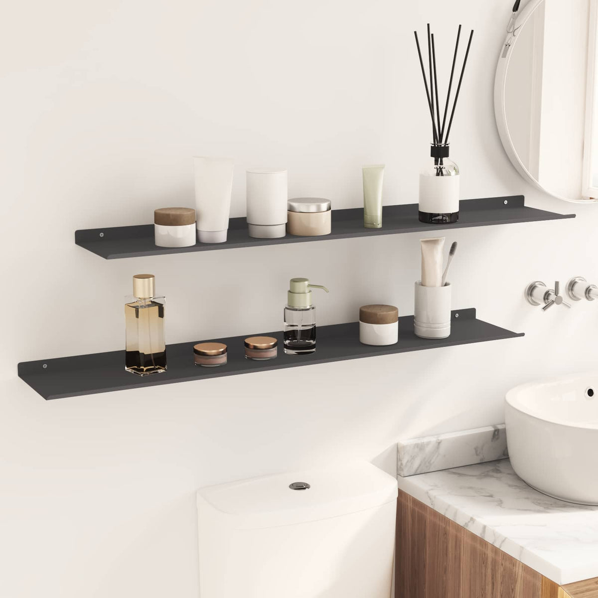 vidaXL Floating Shelf 2 pcs Black 100 x 18 x 2.5 cm Steel