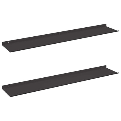 vidaXL Floating Shelf 2 pcs Black 100 x 18 x 2.5 cm Steel