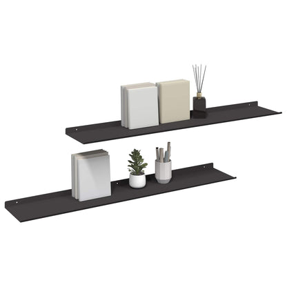 vidaXL Floating Shelf 2 pcs Black 100 x 18 x 2.5 cm Steel