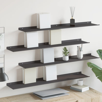 vidaXL Floating Shelf 4 pcs Black 100 x 18 x 2.5 cm Steel