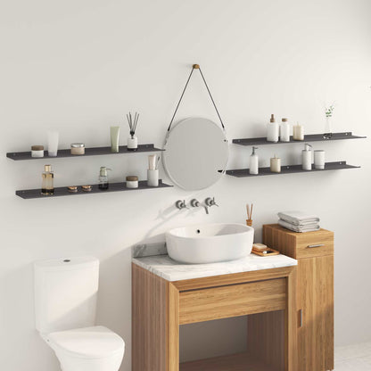 vidaXL Floating Shelf 4 pcs Black 100 x 18 x 2.5 cm Steel