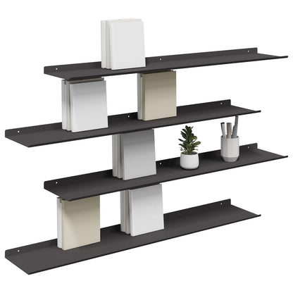 vidaXL Floating Shelf 4 pcs Black 100 x 18 x 2.5 cm Steel