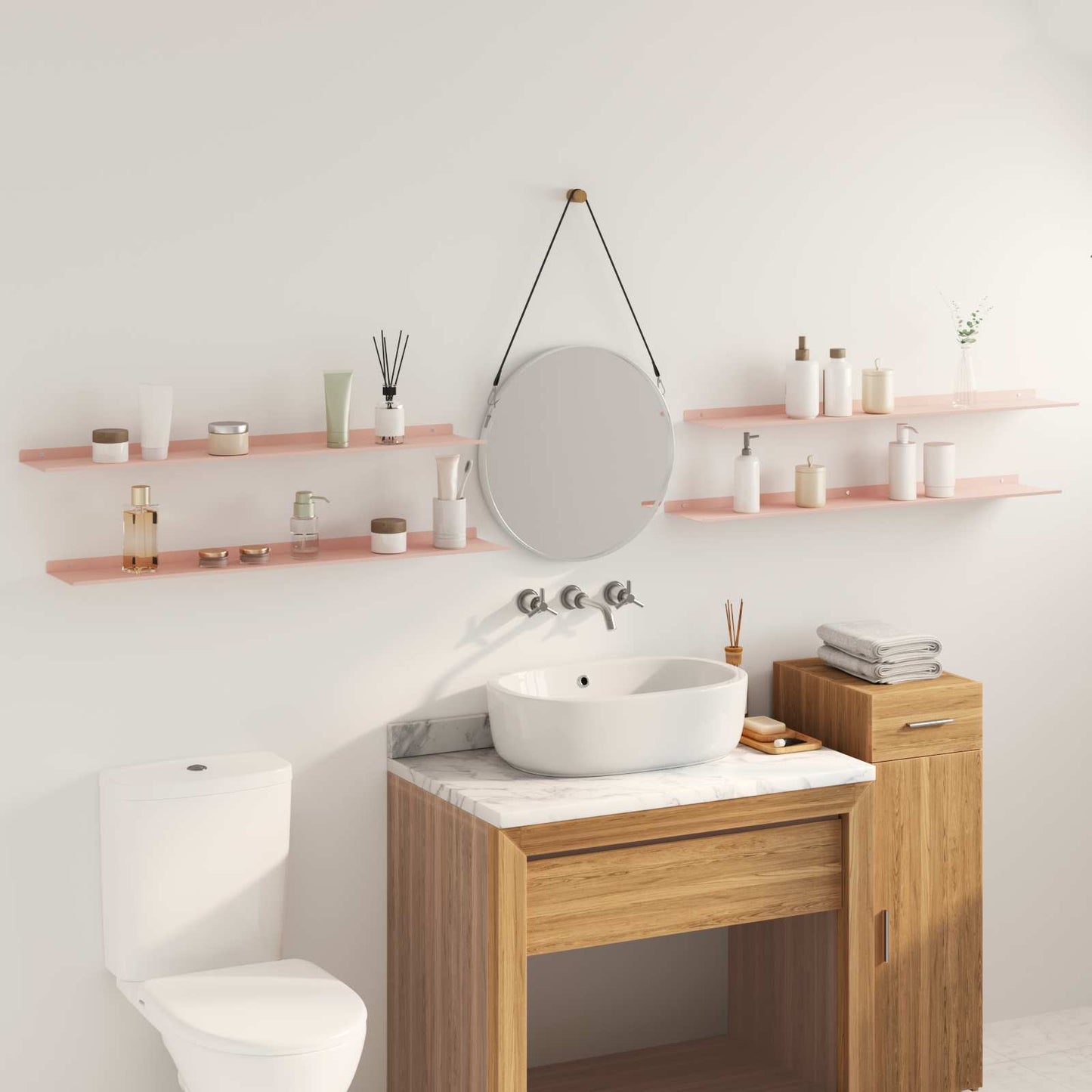 vidaXL Floating Shelf Wall-mounted 4 pcs Pink 100 x 18 x 2.5 cm Steel