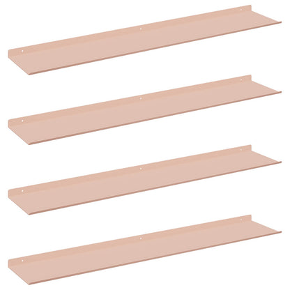 vidaXL Floating Shelf Wall-mounted 4 pcs Pink 100 x 18 x 2.5 cm Steel